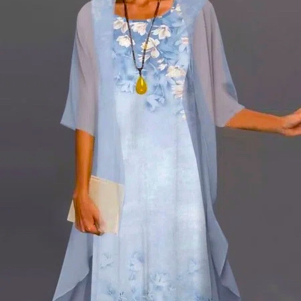 NWT Blue sleeveless floral printed dress